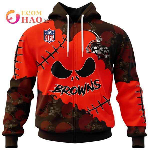 NFL Cleveland Browns Custom Your Name & Number Halloween Style 3D Hoodie -  Ecomhao Store