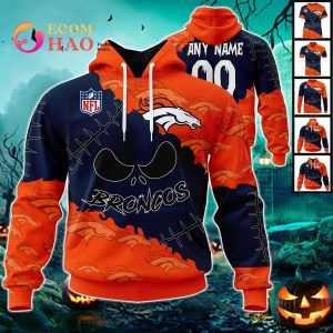 NFL Denver Broncos Custom Your Name & Number Halloween Style 3D Hoodie