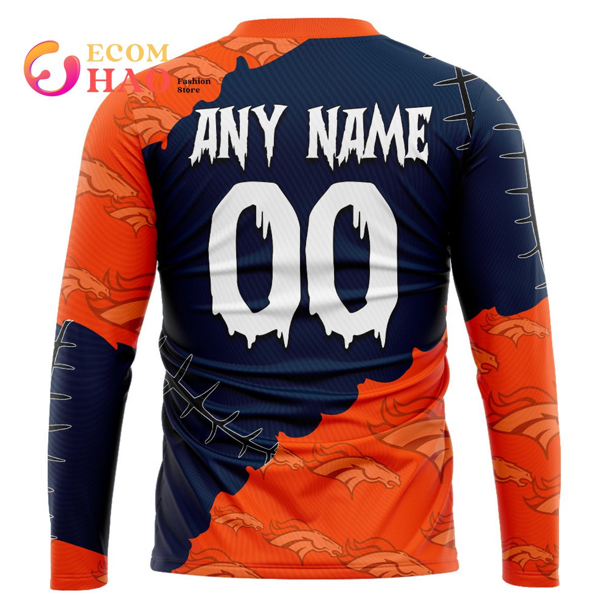 NFL Denver Broncos Custom Your Name & Number Halloween Style 3D Hoodie