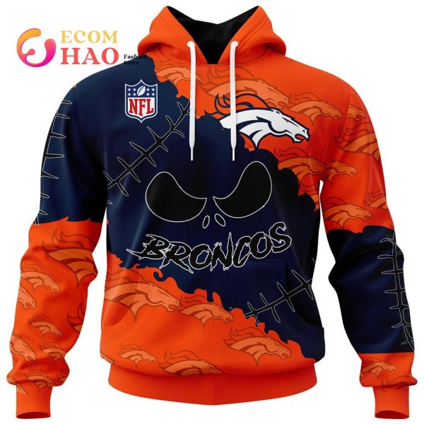 NFL Denver Broncos Custom Your Name & Number Halloween Style 3D Hoodie