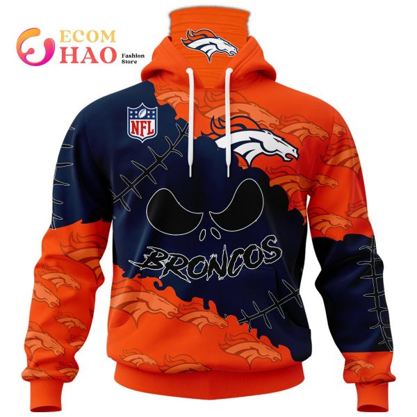 NFL Denver Broncos Custom Your Name & Number Halloween Style 3D Hoodie