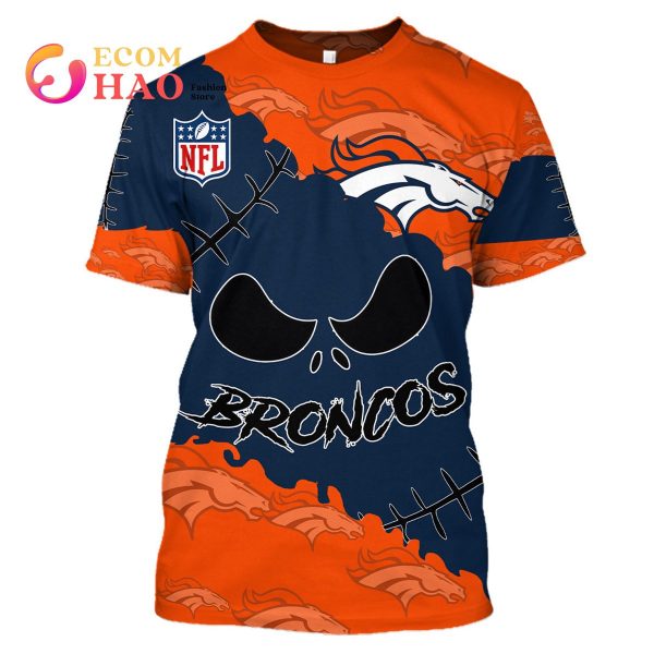 NFL Denver Broncos Custom Your Name & Number Halloween Style 3D Hoodie