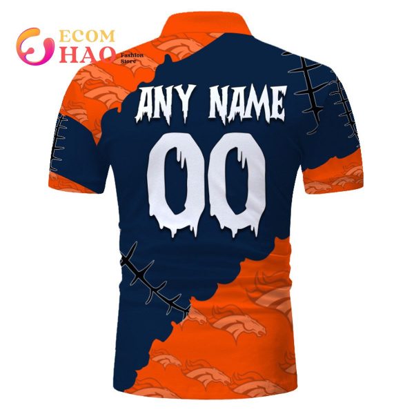 NFL Denver Broncos Custom Your Name & Number Halloween Style 3D Hoodie