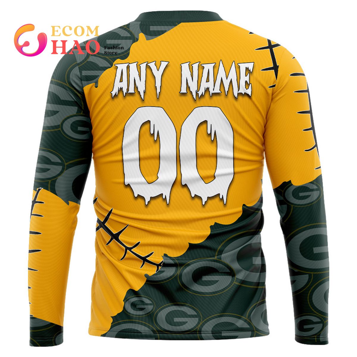 NFL Green Bay Packers Custom Your Name & Number Halloween Style 3D Hoodie