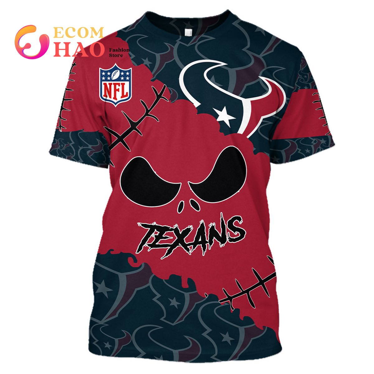 NFL Houston Texans Custom Your Name & Number Halloween Style 3D Hoodie