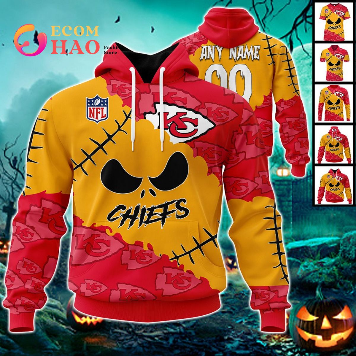 NEW DESIGN Kansas City Chiefs Custom Name Halloween Flag