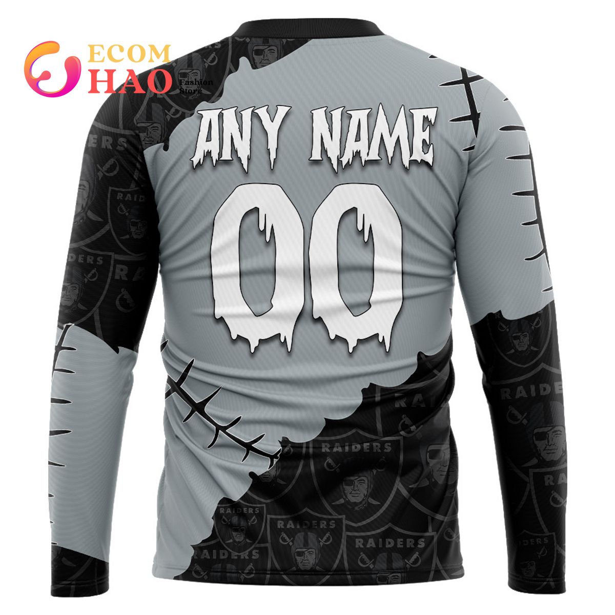 NFL Las Vegas Raiders Custom Your Name & Number Halloween Style 3D Hoodie