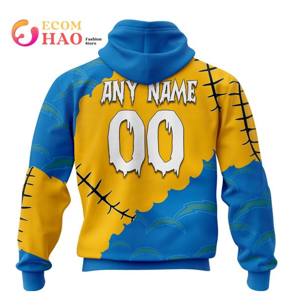 NFL Los Angeles Chargers Custom Your Name & Number Halloween Style 3D Hoodie