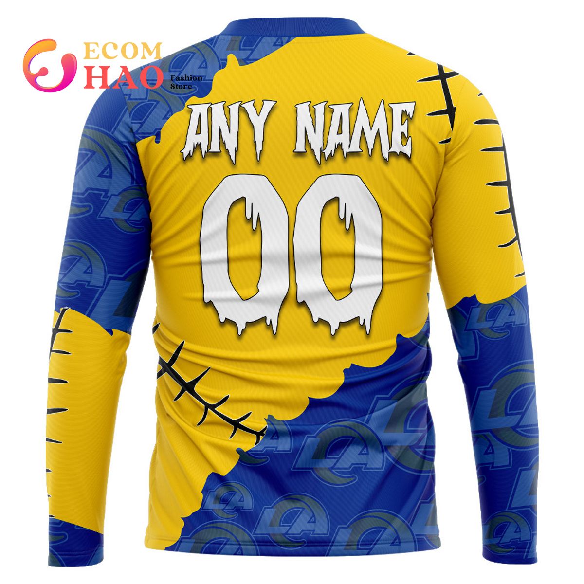 NFL Los Angeles Rams Custom Your Name & Number Halloween Style 3D Hoodie