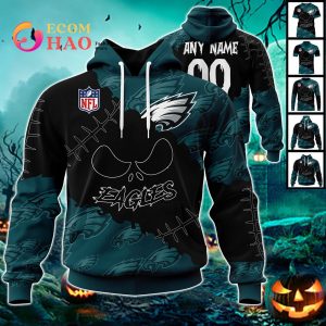 NFL Philadelphia Eagles Custom Your Name & Number Halloween Style 3D Hoodie