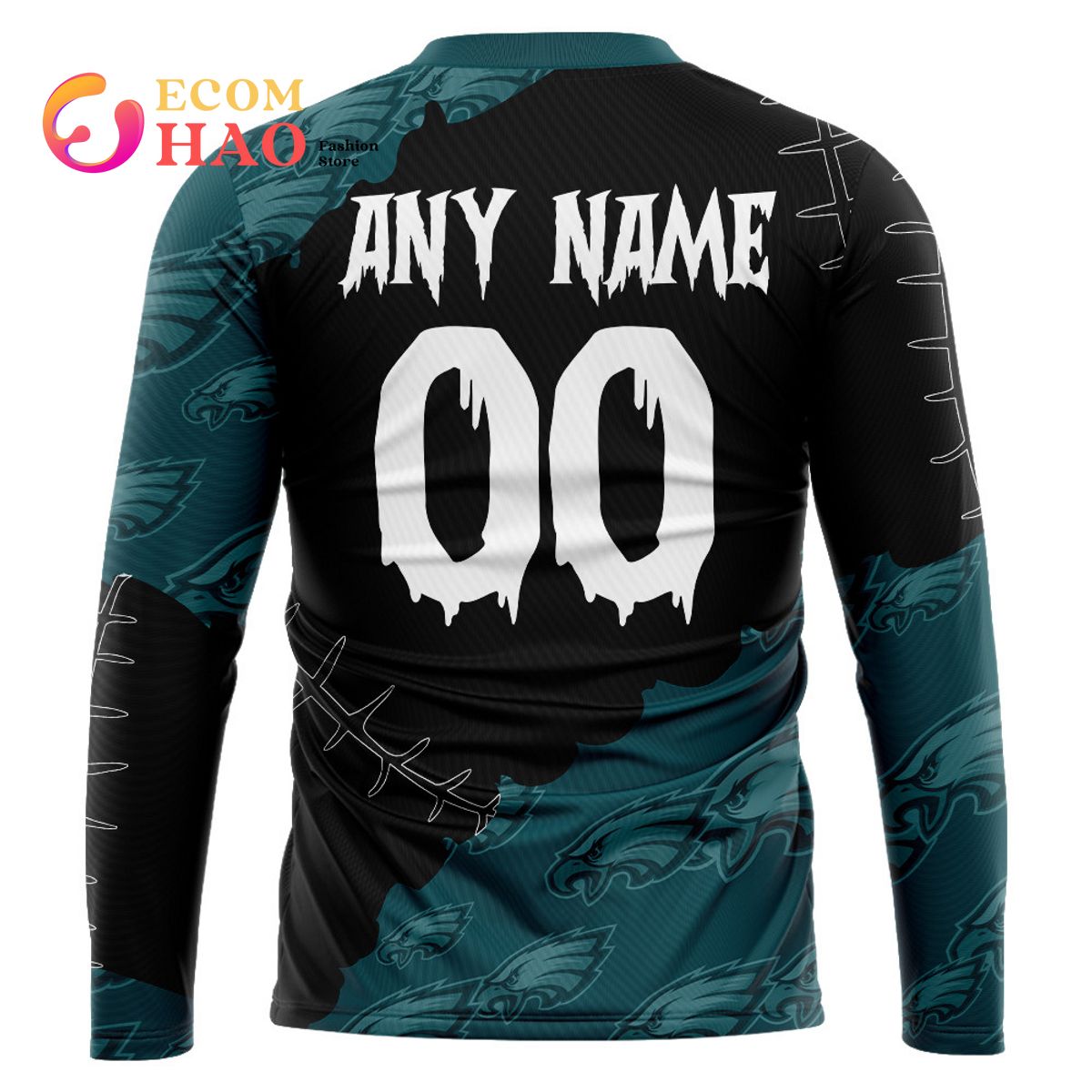 NFL Philadelphia Eagles Custom Your Name & Number Halloween Style 3D Hoodie