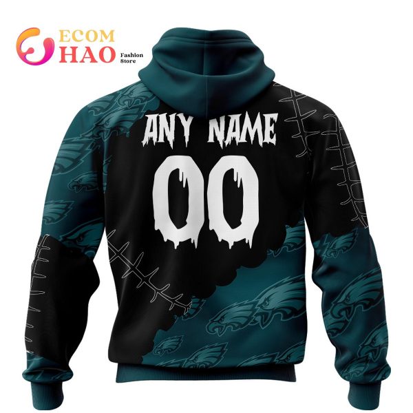 NFL Philadelphia Eagles Custom Your Name & Number Halloween Style 3D Hoodie