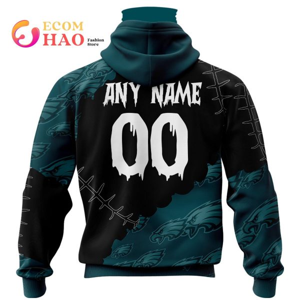 NFL Philadelphia Eagles Custom Your Name & Number Halloween Style 3D Hoodie