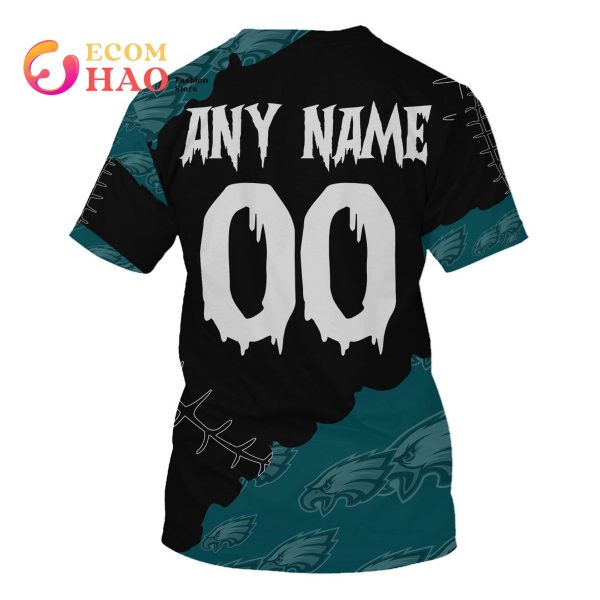 NFL Philadelphia Eagles Custom Your Name & Number Halloween Style 3D Hoodie