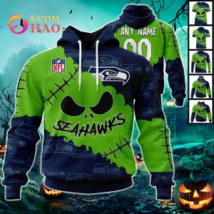 NFL Seattle Seahawks Custom Your Name & Number Halloween Style 3D Hoodie