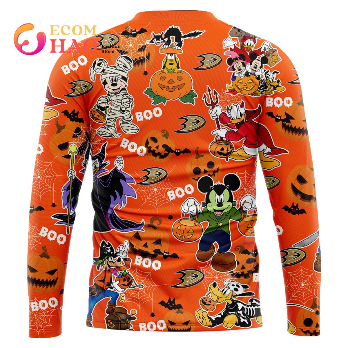 NHL Anaheim Ducks Halloween Jersey Mickey with Friends 3D Hoodie