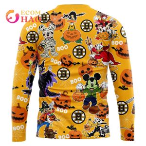 NHL Boston Bruins Halloween Jersey Mickey with Friends 3D Hoodie