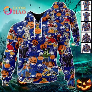 NHL Buffalo Sabres Halloween Jersey Mickey with Friends 3D Hoodie