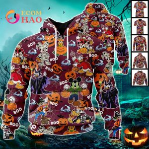 NHL Colorado Avalanche Halloween Jersey Mickey with Friends 3D Hoodie