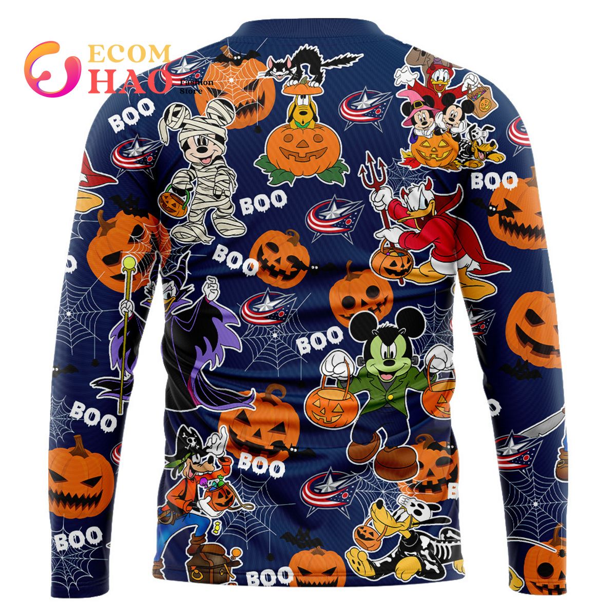 NHL Columbus Blue Jackets Halloween Jersey Mickey with Friends 3D Hoodie