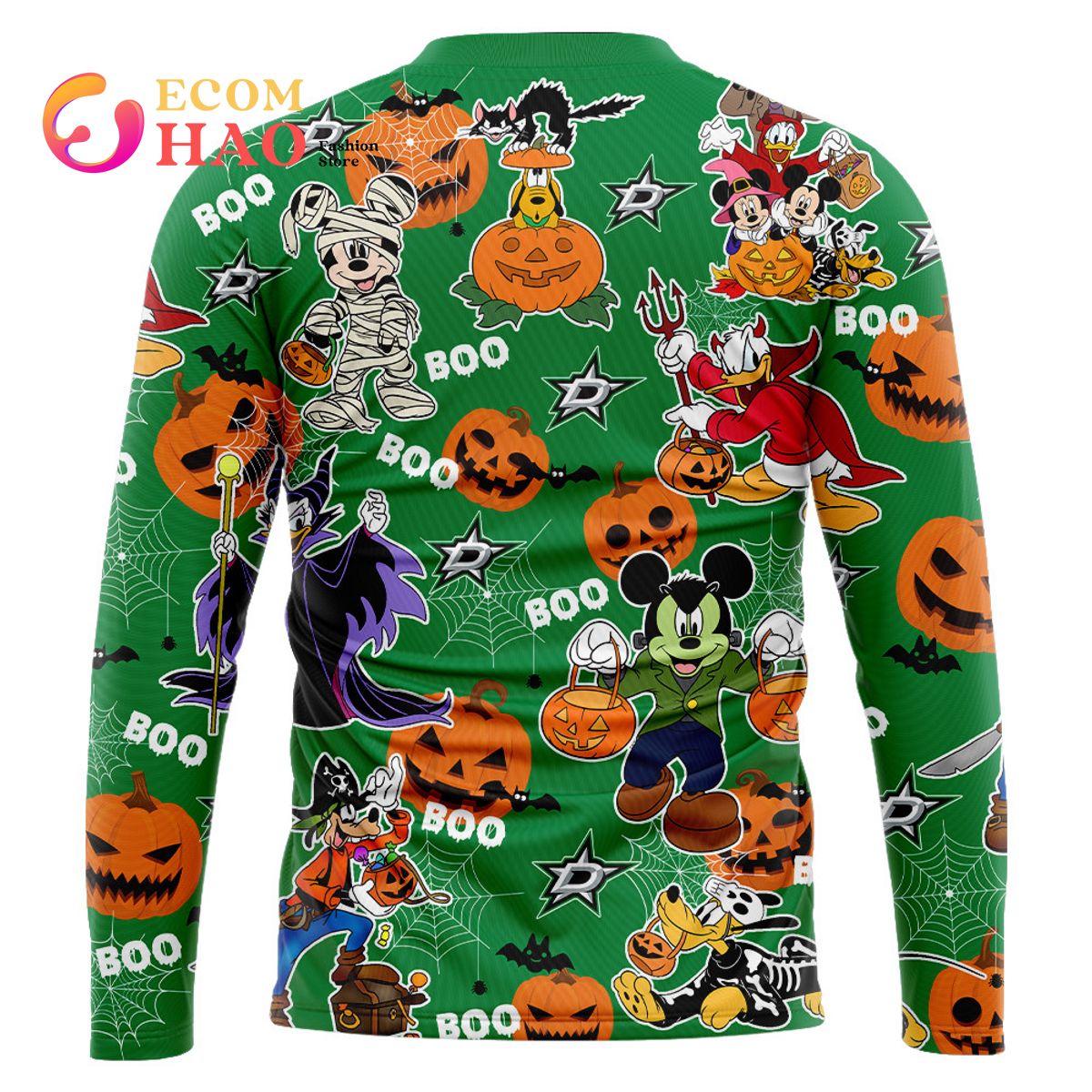 NHL Dallas Stars Halloween Jersey Mickey with Friends 3D Hoodie