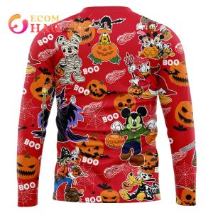 NHL Detroit Red Wings Halloween Jersey Mickey with Friends 3D Hoodie