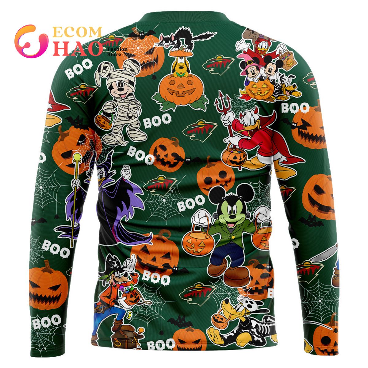 NHL Minnesota Wild Halloween Jersey Mickey with Friends 3D Hoodie