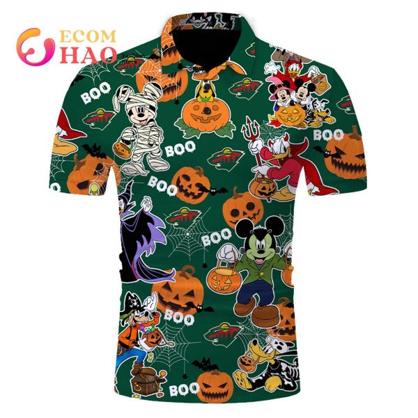 NHL Minnesota Wild Halloween Jersey Mickey with Friends 3D Hoodie