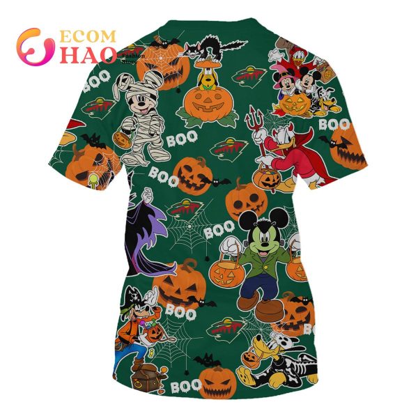NHL Minnesota Wild Halloween Jersey Mickey with Friends 3D Hoodie