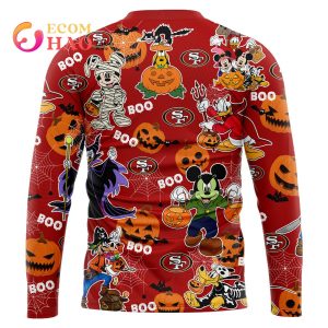 NFL 49ers Halloween Jersey Mickey With Friends Style 3D Hoodie