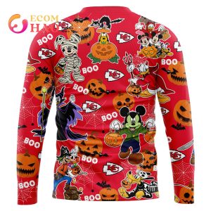 NFL Chiefs Halloween Jersey Mickey With Friends Style 3D Hoodie