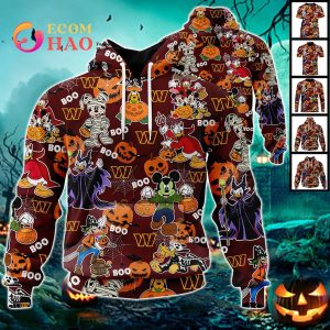 NFL Commanders Halloween Jersey Mickey With Friends Style 3D Hoodie