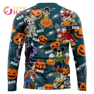 NFL Eagles Halloween Jersey Mickey With Friends Style 3D Hoodie