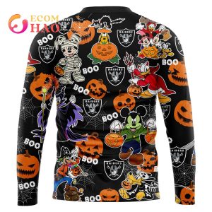 NFL Raiders Halloween Jersey Mickey With Friends Style 3D Hoodie