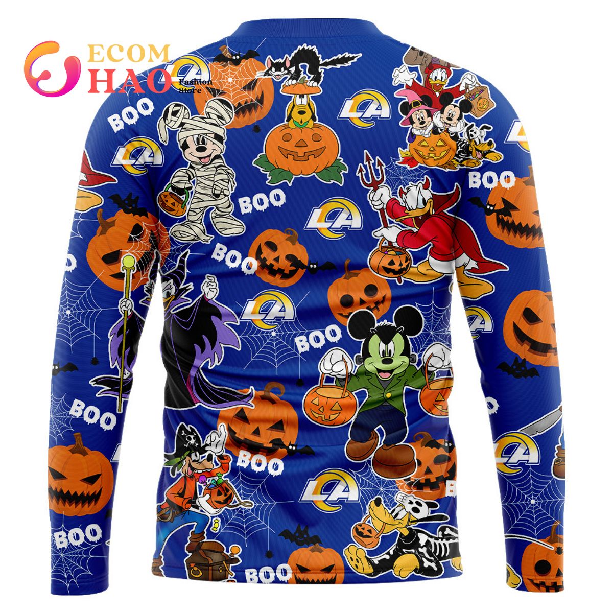 NFL Rams Halloween Jersey Mickey With Friends Style 3D Hoodie