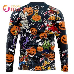 NFL Texans Halloween Jersey Mickey With Friends Style 3D Hoodie