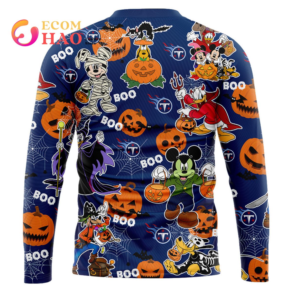 NFL Titans Halloween Jersey Mickey With Friends Style 3D Hoodie