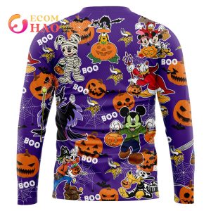 NFL Vikings Halloween Jersey Mickey With Friends Style 3D Hoodie