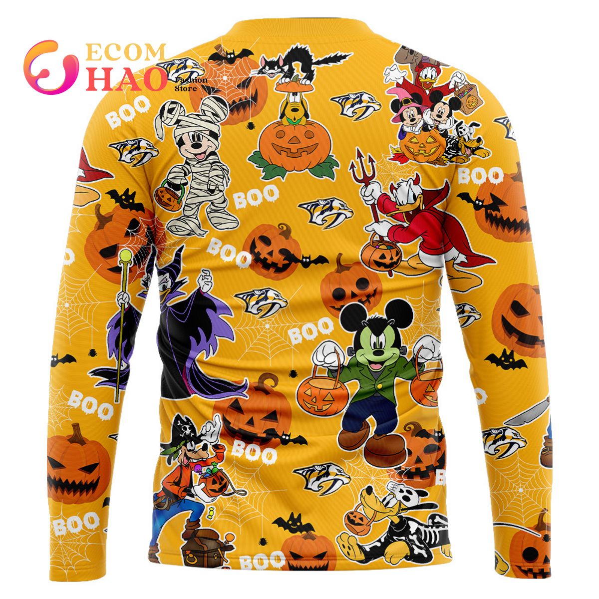 NHL Nashville Predators Halloween Jersey Mickey with Friends 3D Hoodie