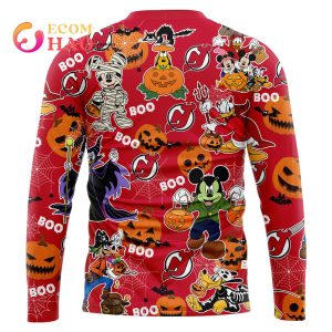 NHL New Jersey Devils Halloween Jersey Mickey with Friends 3D Hoodie