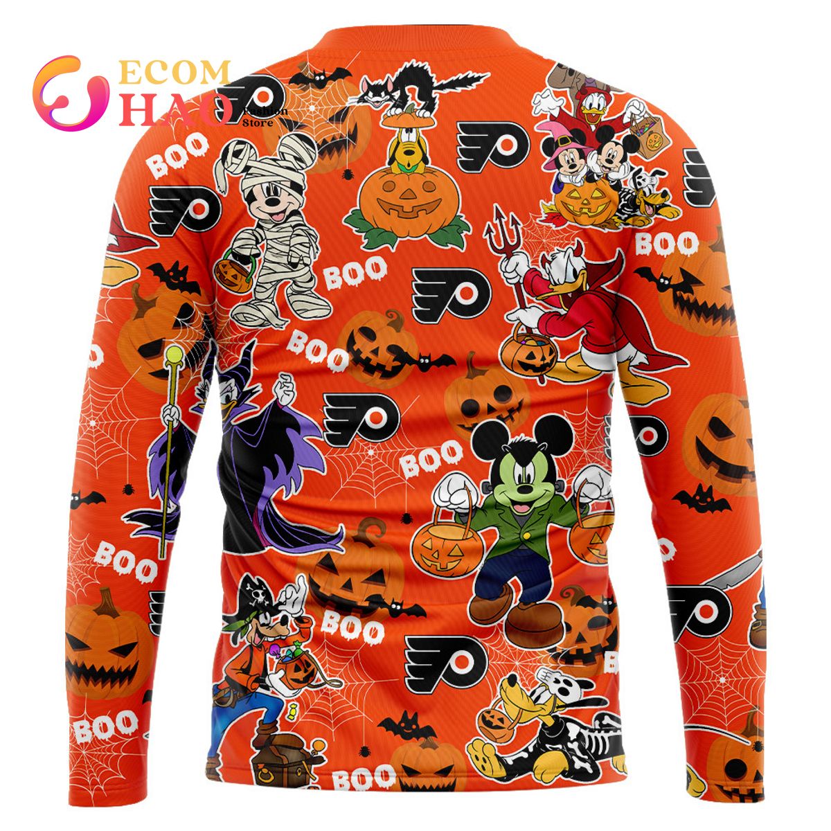 NHL Philadelphia Flyers Halloween Jersey Mickey with Friends 3D Hoodie