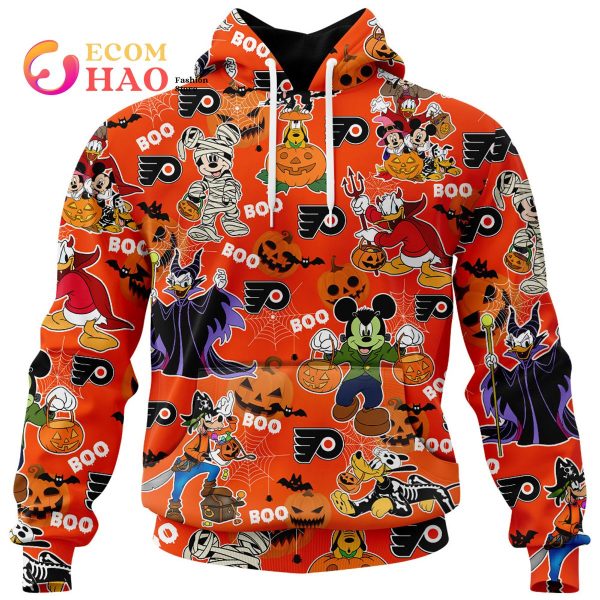 NHL Philadelphia Flyers Halloween Jersey Mickey with Friends 3D Hoodie