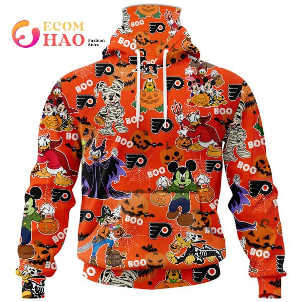 NHL Philadelphia Flyers Halloween Jersey Mickey with Friends 3D Hoodie