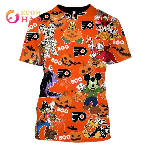 NHL Philadelphia Flyers Halloween Jersey Mickey with Friends 3D Hoodie