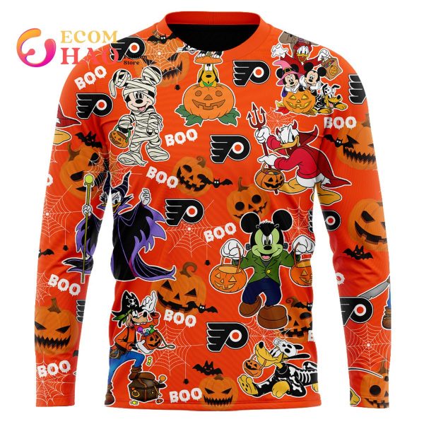 NHL Philadelphia Flyers Halloween Jersey Mickey with Friends 3D Hoodie