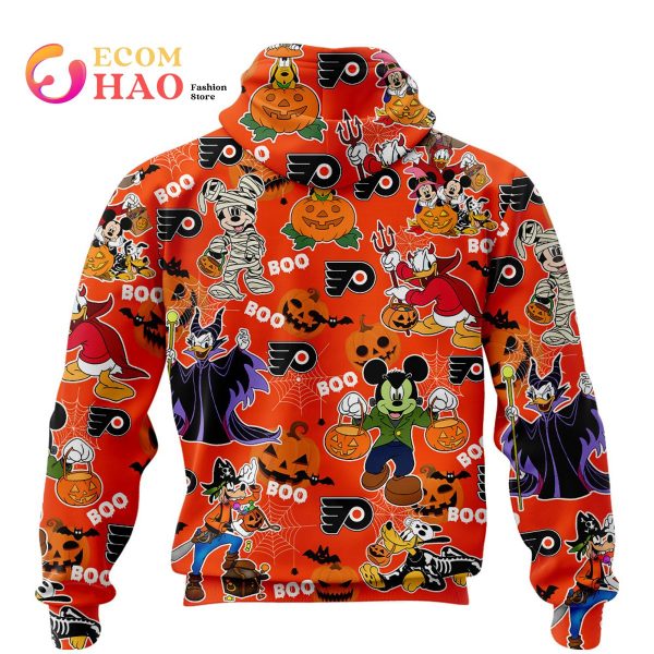 NHL Philadelphia Flyers Halloween Jersey Mickey with Friends 3D Hoodie