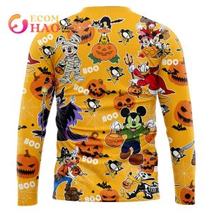 NHL Pittsburgh Penguins Halloween Jersey Mickey with Friends 3D Hoodie