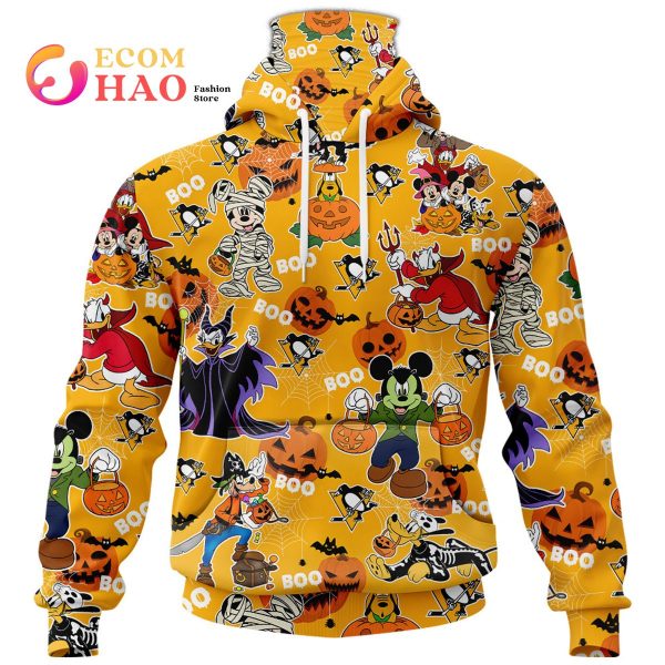 NHL Pittsburgh Penguins Halloween Jersey Mickey with Friends 3D Hoodie