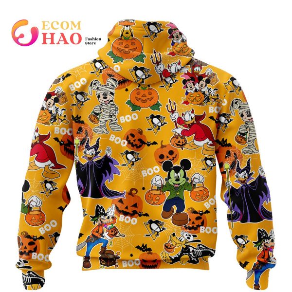 NHL Pittsburgh Penguins Halloween Jersey Mickey with Friends 3D Hoodie