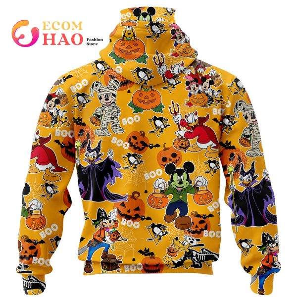 NHL Pittsburgh Penguins Halloween Jersey Mickey with Friends 3D Hoodie